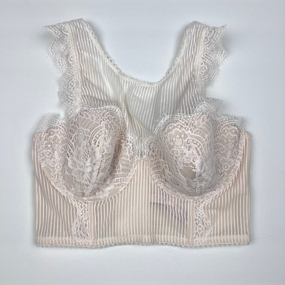 Victoria's Secret Bra Dream Angels Bustier Longline White Lace Coquette Bridal